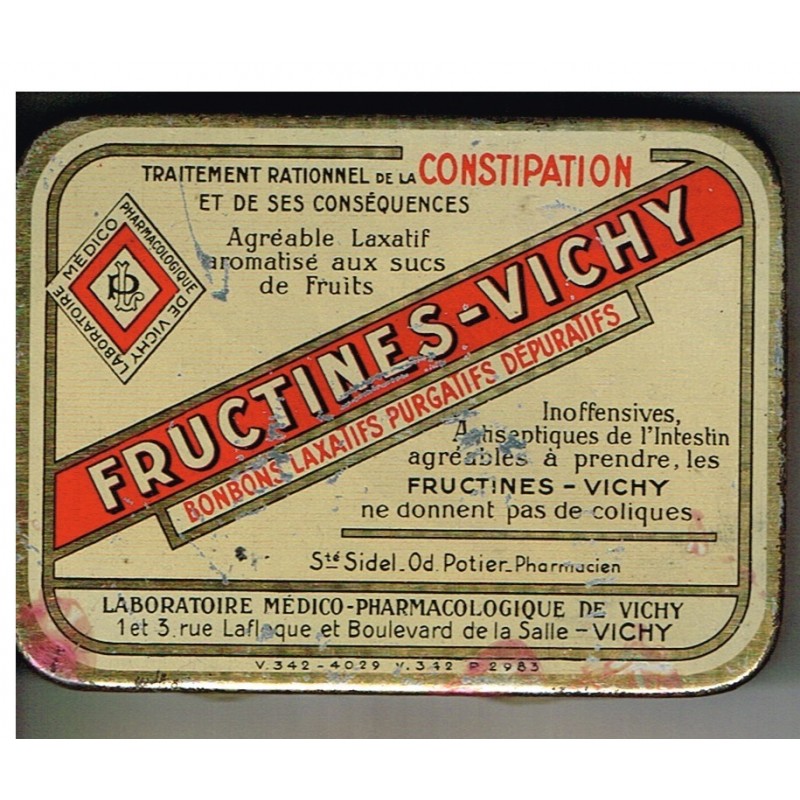 BOITE ANCIENNE METAL DE BONBONS FRUCTINES-VICHY BOITE ANCIENNE METAL DE BONBONS FRUCTINES-VICHY