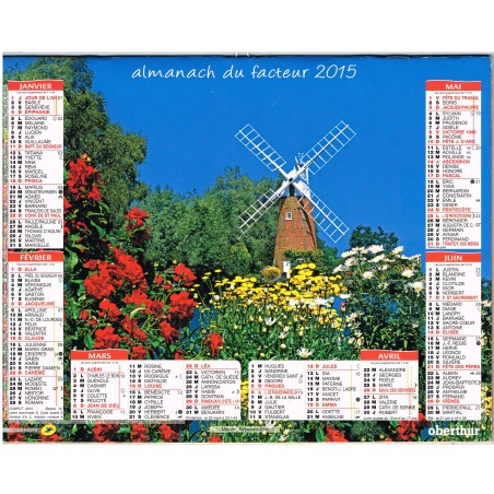 CALENDRIER ALMANACH DU FACTEUR 2015 -  MOULINS, ROYAUME UNI