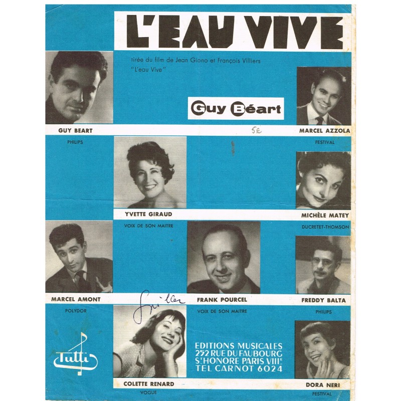 PARTITION DE GUY BEART - L'EAU VIVE