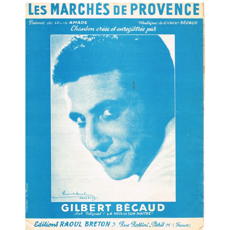 PARTITION DE GILBERT BECAUD - LES MARCHES DE PROVENCE