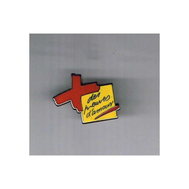 PIN'S CROIX ROUGE - DES PREUVES D'AMOUR FOND JAUNE