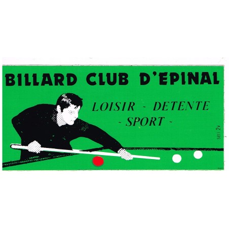 AUTOCOLLANT BILLARD CLUB D'EPINAL - LOISIR - DETENTE - SPORT