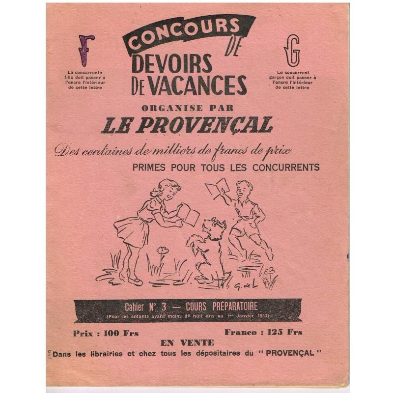 CAHIER CONCOURS DE DEVOIRS DE VACANCES ORGANISE PAR LE PROVENCAL