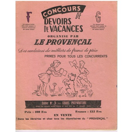 CAHIER CONCOURS DE DEVOIRS DE VACANCES ORGANISE PAR LE PROVENCAL
