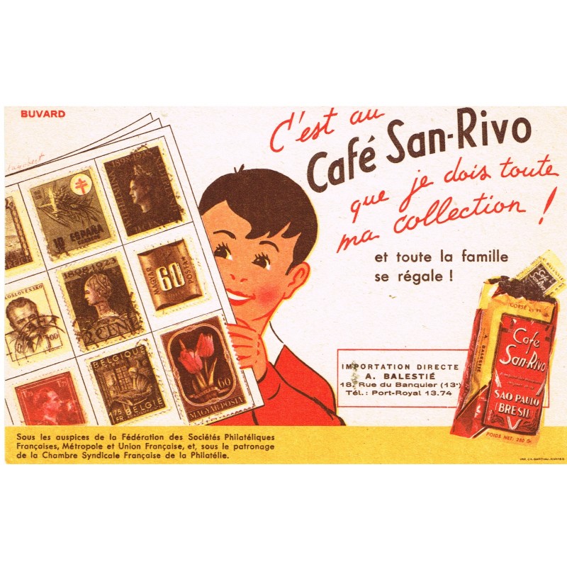 BUVARD CAFE SAN-RIVO ET COLLECTION DE TIMBRES