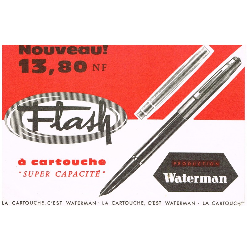 BUVARD STYLO WATERMAN FLASH A CARTOUCHE "SUPER CAPACITE"