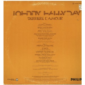 DISQUE 33 TOURS  - JOHNNY HALLYDAY - DERRIERE L'AMOUR