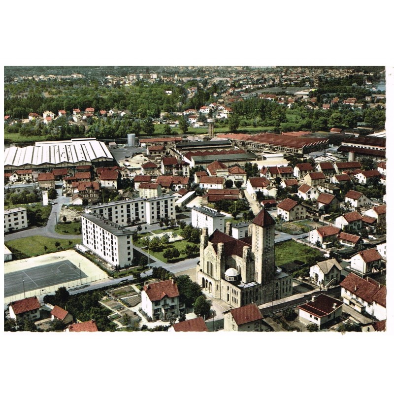 CP25 BEAULIEU-MANDEURE - VUE AERIENNE - L'EGLISE STE THERESE ET LES USINES DE BEAULIEU