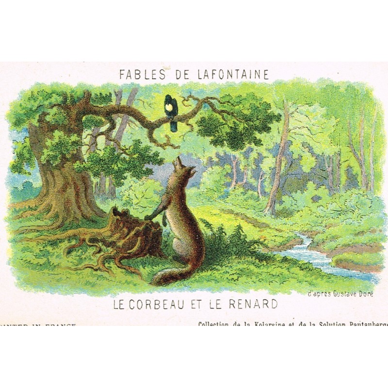 CARTE POSTALE FABLES DE LA FONTAINE - LE CORBEAU ET LE RENARD - ILLUSTRATION D'APRES GUSTAVE DORE