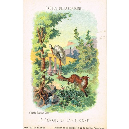 CARTE POSTALE FABLES DE LA FONTAINE - LE RENARD ET LA CIGOGNE - ILLUSTRATION D'APRES GUSTAVE DORE