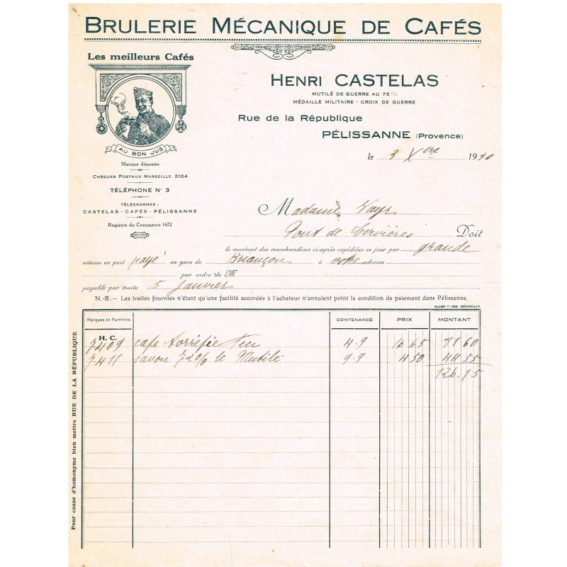 FACTURE BRULERIE MECANIQUE DE CAFES - PELISSANNE (13)