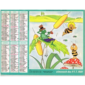 CALENDRIER ALMANACH DES PTT 1981 - MAYA L'ABEILLE