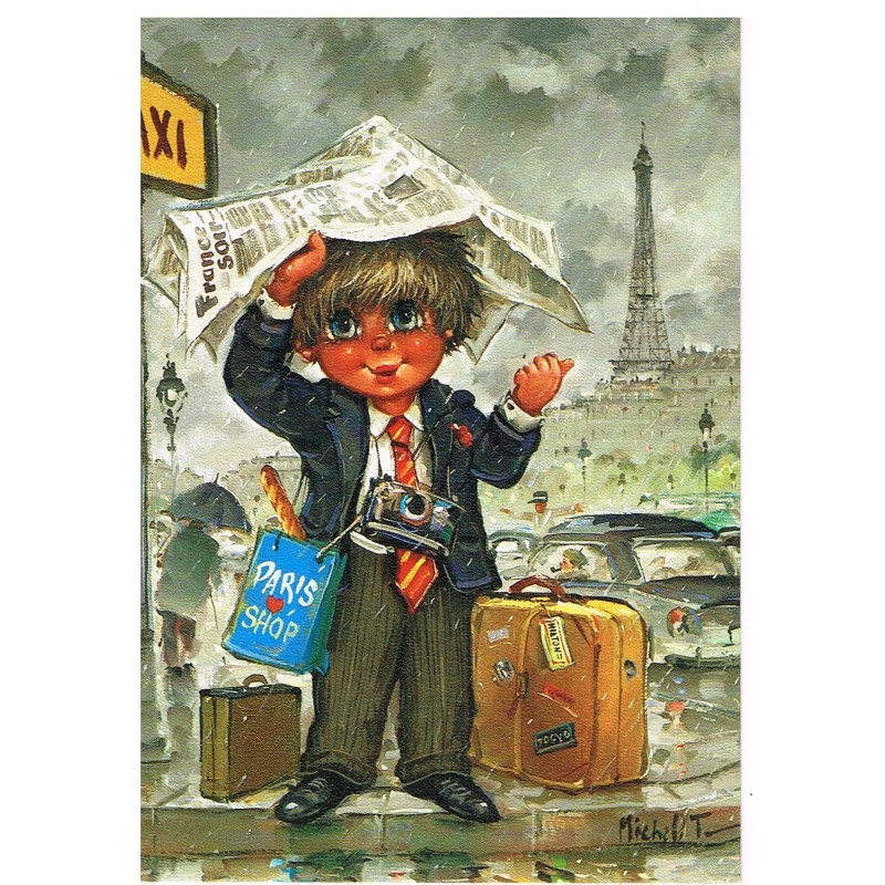 CARTE POSTALE MICHEL THOMAS "LES PETITS" - TOURISTE FAISANT DU STOP - C/100 - n° 133