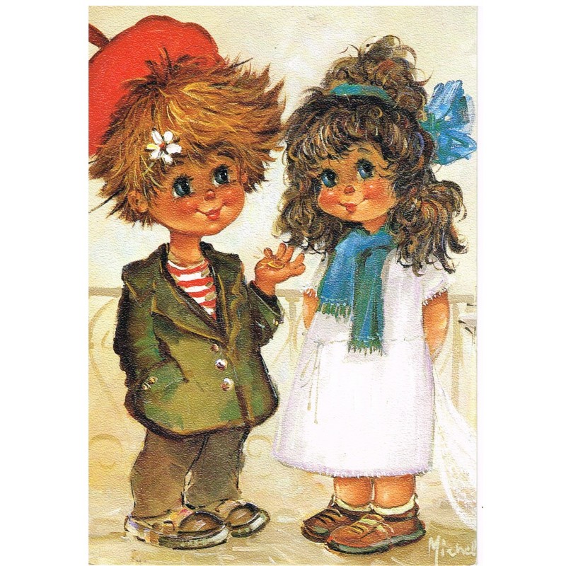 CARTE POSTALE MICHEL THOMAS "LES PETITS" - COUPLE DE FUTURS MARIES - C/n° 114