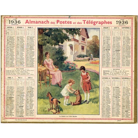 CALENDRIER ALMANACH 1936 - LE GOUTER DE L'AMI MARTIN