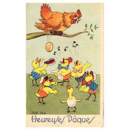 CARTE POSTALE JOYEUSES PAQUES - LA CHORALE DES POUSSINS