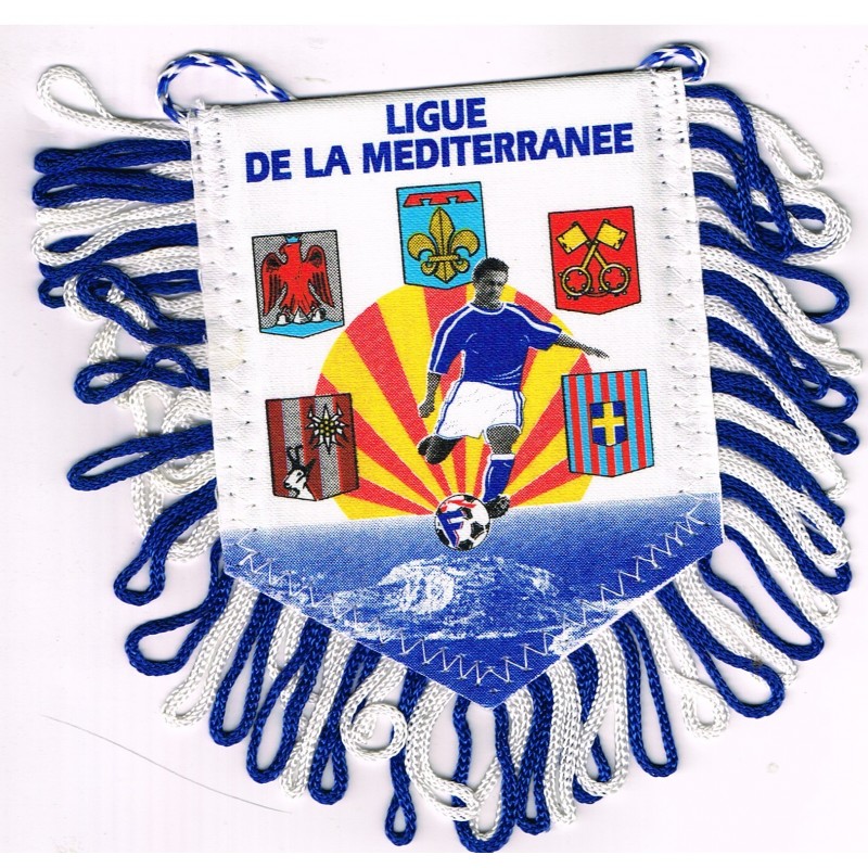 FANION FEDERATION FRANCAISE DE FOOTBALL - LIGUE DE LA MEDITERRANEE AVEC 5 BLASONS