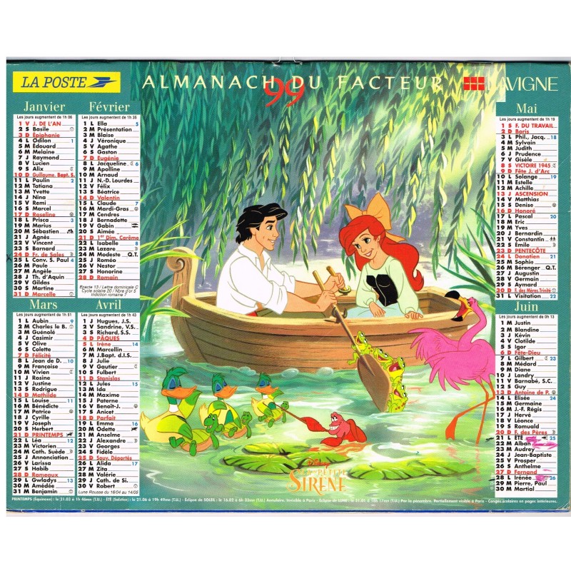 CALENDRIER ALMANACH DU FACTEUR 1999 - DISNEY