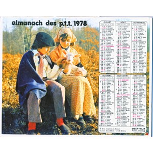 CALENDRIER ALMANACH PTT 1978 oberthur sacre coeur  paris dep 62 pas de calais 