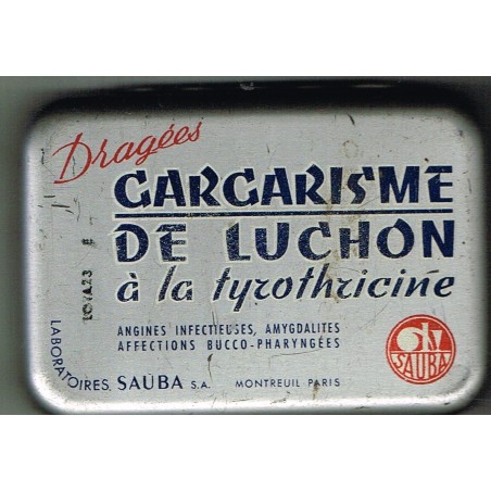 BOITE ANCIENNE ENE METAL DRAGEES GARGARISME DE LUCHON A LA TYROTHRICINE