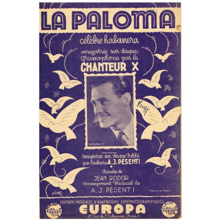 PARTITION LA PALOMA - CELEBRE HABANERA D'YRADIER