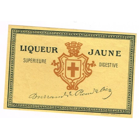 ETIQUETTE LIQUEUR  JAUNE SUPERIEURE DIGESTIVE