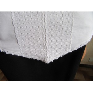 PETIT TABLIER BLANC VINTAGE - BRODERIE ANGAISE -DEUX POCHES