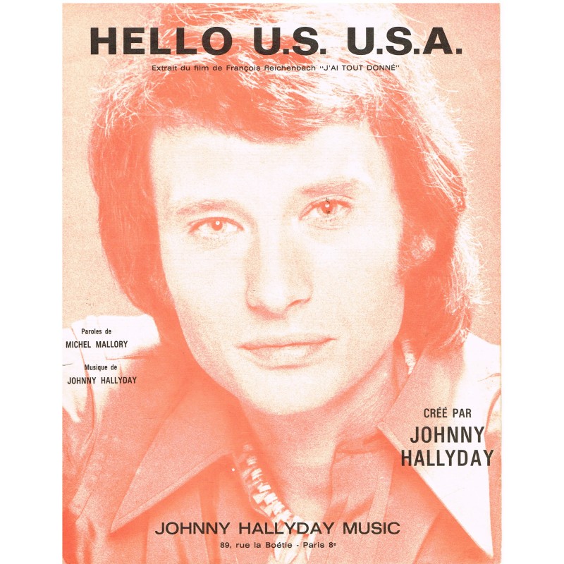 PARTITION DE JOHNNY HALLYDAY , HELLO U.S  U.S.A