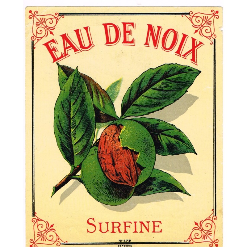 ETIQUETTE D'EAU DE NOIX SURFINE