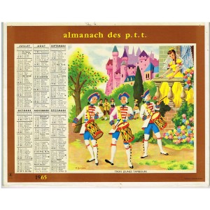 CALENDRIER ALMANACH DES PTT 1965 - CHANSONS ENFANTINES