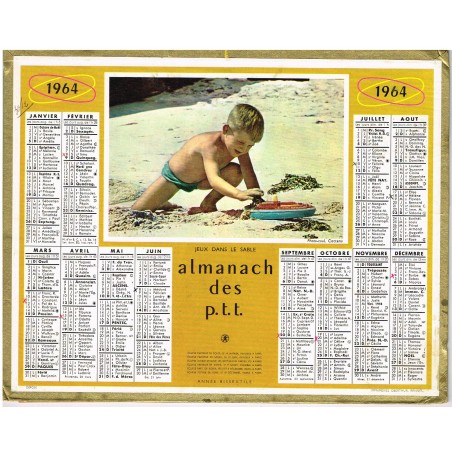 CALENDRIER ALMANACH 1964 - JEUX DANS LE SABLE