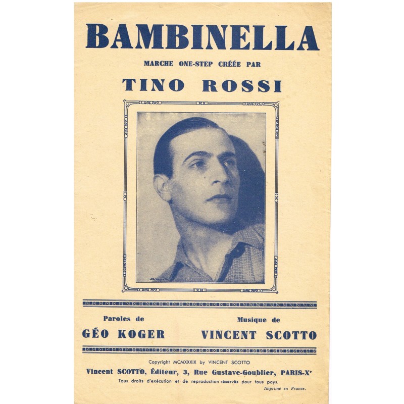 PARTITION DE TINO ROSSI -BAMBINELLA