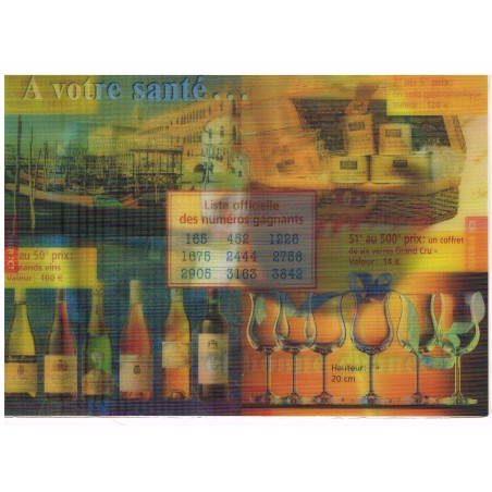 CARTE POSTALE LENTICULAIRE 3D PUBLICITAIRE GRANDS VINS FINS PIERRE LAFOREST