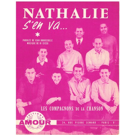 PARTITION DES COMPAGNONS DE LA CHANSON - NATHALIE S'EN VA...