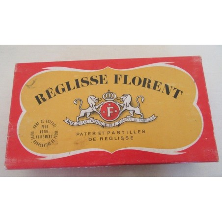 BOITE  ANCIENNE EN CARTON REGLISSE FLORENT PATES ET PASTILLES DE REGLISSE