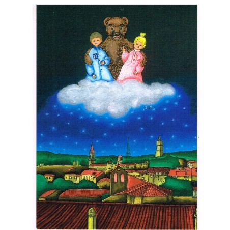 CARTE POSTALE LA TELE DE PAPA - "BONNE NUIT LES PETITS !" SIGNEE SLOBODAN