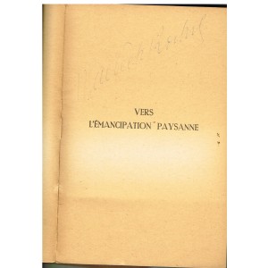 LIVRE - VERS L'EMANCIPATION PAYSANNE. WALDECK-ROCHET