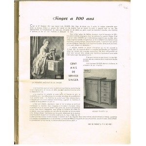 LIVRE 1851-1951 - 100 ANS DE SERVICE SINGER