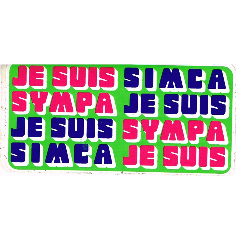 AUTOCOLLANT JE SUIS SYMPA  - JE SUIS SIMCA