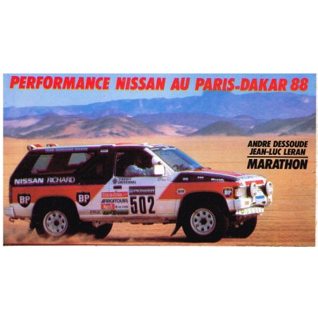 AUTOCOLLANT PERFORMANCE NISSAN AU PARIS-DAKAR 88