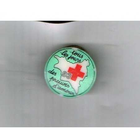 PIN'S CROIX ROUGE 93 - PORCELAINE DE LIMOGES.