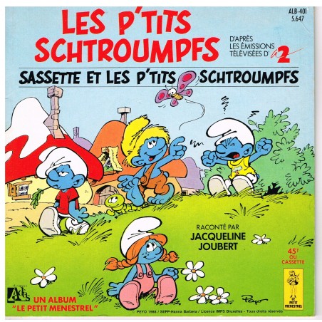 LIVRE-DISQUE 45 TOURS LES P'TITS SCHTROUMPFS - SASSETTE ET LES P'TITS SCHTROUMPFS