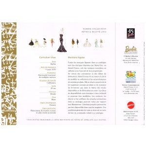 LIVRE  : BARBIE COLLECTION - CATALOGUE RÊVES ET BEAUTE 2004