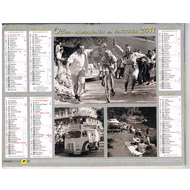 CALENDRIER ALMANACH DU FACTEUR 2011 TOUR DE FRANCE