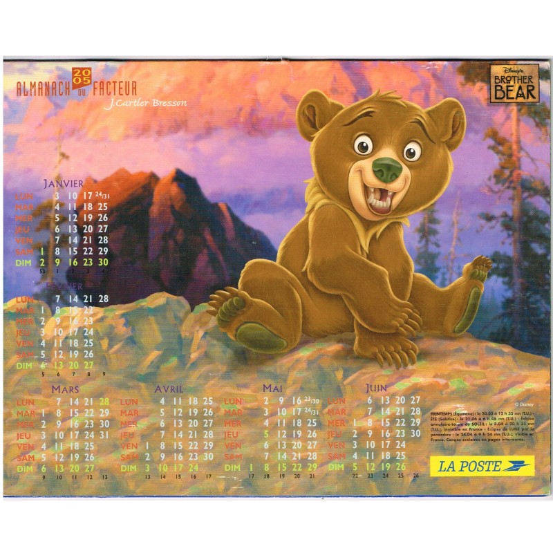 CALENDRIER  2005 FRERE DES OURS - DISNEY RECTO