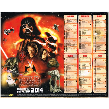 CALENDRIER ALMANACH DU FACTEUR 2014 - STAR WARS - RECTO