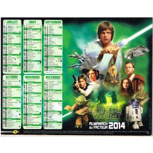 CALENDRIER ALMANACH DU FACTEUR 2014 - STAR WARS - VERSO