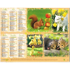 CALENDRIER ALMANACH DU FACTEUR 2015 BEBES ANIMAUX - VERSO