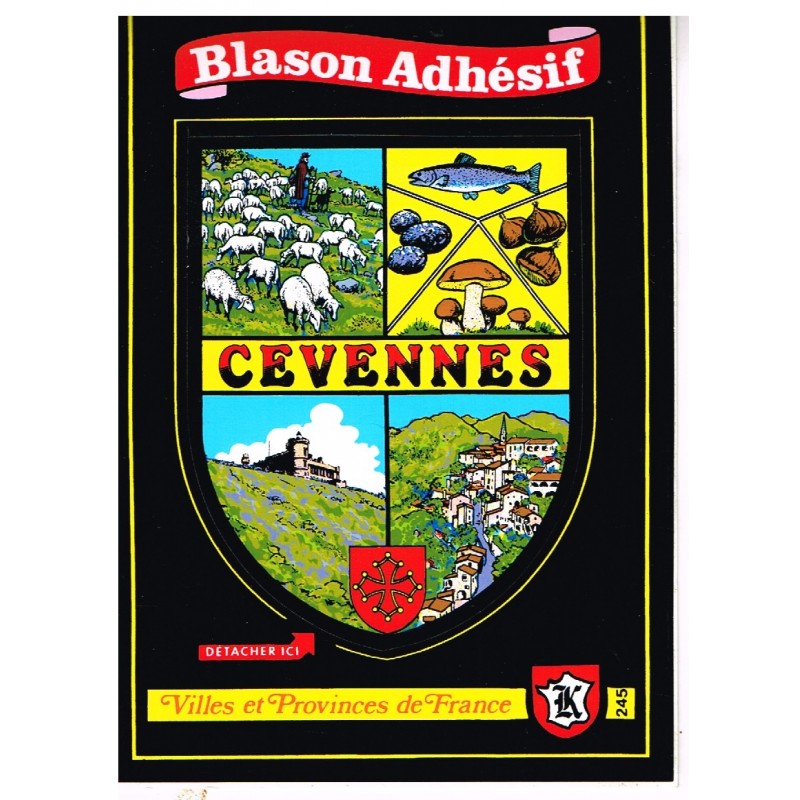 CARTE POSTALE BLASON  ADHESIF CEVENNES