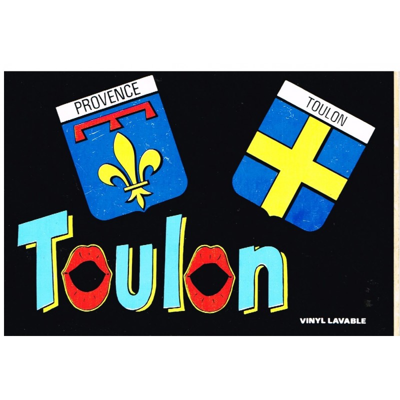 CARTE POSTALE BLASON  ADHESIF PROVENCE ET TOULON